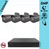 Techson 4 cső kamerás analóg megfigyelőrendszer 5MP HD cső biztonsági kamera, 2.8 mm fix objektívvel, antracitszürke fém ház