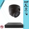 Techson 1 dome kamerás analóg megfigyelőrendszer 5MP HD dóm biztonsági kamera, 2.8 mm fix objektívvel, antracitszürke fém ház