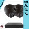 Techson 2 dome kamerás analóg megfigyelőrendszer 5MP HD dóm biztonsági kamera, 2.8 mm fix objektívvel, antracitszürke fém ház