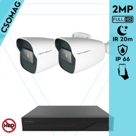   Techson 2 cső kamerás analóg megfigyelőrendszer 2MP HD cső biztonsági kamera, 2.8 mm fix objektívvel