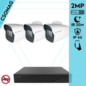   Techson 3 cső kamerás analóg megfigyelőrendszer 2MP HD cső biztonsági kamera, 2.8 mm fix objektívvel