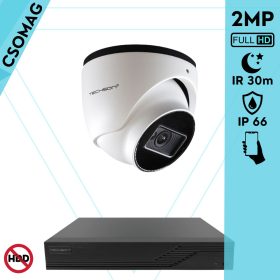   Techson 1 dome kamerás analóg megfigyelőrendszer 2MP HD dóm biztonsági kamera, 2.8 mm fix objektívvel