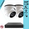 Techson 2 dome kamerás analóg megfigyelőrendszer 2MP HD dóm biztonsági kamera, 2.8 mm fix objektívvel
