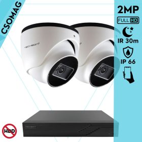   Techson 2 dome kamerás analóg megfigyelőrendszer 2MP HD dóm biztonsági kamera, 2.8 mm fix objektívvel