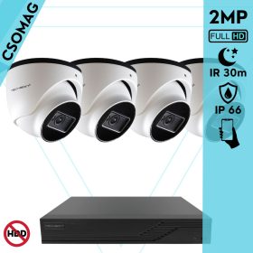   Techson 4 dome kamerás analóg megfigyelőrendszer 2MP HD dóm biztonsági kamera, 2.8 mm fix objektívvel