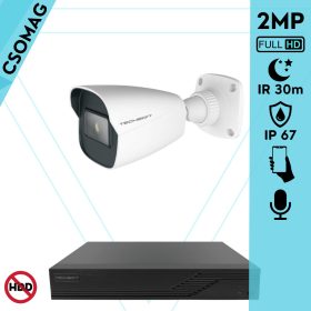   Techson 1 cső kamerás analóg megfigyelőrendszer 2MP NightVision HD cső biztonsági kamera, 2.8 mm fix objektívvel, valós WDR, beépített mikrofonnal
