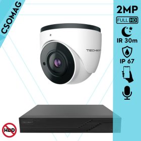   Techson 1 dome kamerás analóg megfigyelőrendszer 2MP NightVision HD dóm biztonsági kamera, 2.8 mm fix objektívvel, valós WDR, beépített mikrofonnal