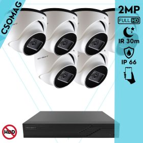   Techson 6 dome kamerás analóg megfigyelőrendszer 2MP HD dóm biztonsági kamera, 2.8 mm fix objektívvel