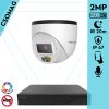 Techson 1 turret kamerás IP megfigyelőrendszer 2MP HD turret biztonsági kamera, 2.8 mm-es fix objektívvel, PoE, beépített mikrofonnal, hibrid fényű megvilágítás, kültéri, fém ház