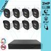 Techson 8 cső kamerás IP megfigyelőrendszer 2MP HD cső biztonsági kamera, 2.8 mm-es fix objektívvel, PoE, hibrid fényű megvilágítás, kültéri, fém ház