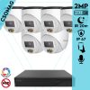 Techson 6 turret kamerás IP megfigyelőrendszer 2MP HD turret biztonsági kamera, 2.8 mm-es fix objektívvel, PoE, beépített mikrofonnal, hibrid fényű megvilágítás, kültéri, fém ház