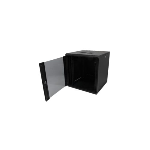 Techson RACK_TC_54X40X9U 540 x 400 mély 9U magas, fali 19"-os rackszekrény, üvegajtó, fekete