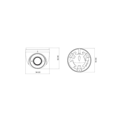 Techson TCI EA5 E002 IH AM -2.8 IP 2MP HD turret biztonsági kamera, 2.8 mm-es fix objektívvel, PoE, SD kártya foglalattal, beépített mikrofonnal, kültéri, fém ház