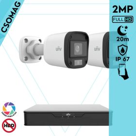   Uniview 2 cső kamerás analóg megfigyelőrendszer 2MP HD biztonsági kamera, 2.8 mm fix objektívvel, ColorHunter technológia