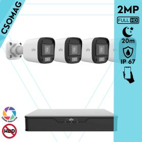  Uniview 4 cső kamerás analóg megfigyelőrendszer 2MP HD biztonsági kamera, 2.8 mm fix objektívvel, ColorHunter technológia