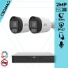 Uniview 2 cső kamerás analóg megfigyelőrendszer 2MP HD biztonsági kamera, 2.8 mm fix objektív, ColorHunter technológia, fém ház