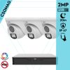 Uniview 3 turret kamerás analóg megfigyelőrendszer 2MP HD biztonsági kamera, 2.8 mm fix objektívvel, ColorHunter technológia