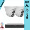 Uniview 2 turret kamerás analóg megfigyelőrendszer 5MP HD biztonsági kamera, 2.8 mm fix objektív, ColorHunter technológia, Dual light megvilágítással