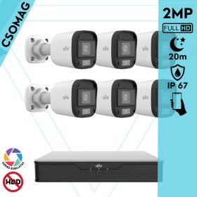   Uniview 6 cső kamerás analóg megfigyelőrendszer 2MP HD biztonsági kamera, 2.8 mm fix objektívvel, ColorHunter technológia