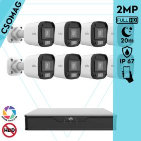   Uniview 8 cső kamerás analóg megfigyelőrendszer 2MP HD biztonsági kamera, 2.8 mm fix objektívvel, ColorHunter technológia