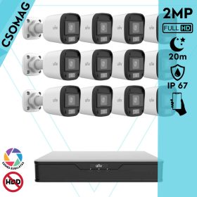   Uniview 12 cső kamerás analóg megfigyelőrendszer 2MP HD biztonsági kamera, 2.8 mm fix objektívvel, ColorHunter technológia