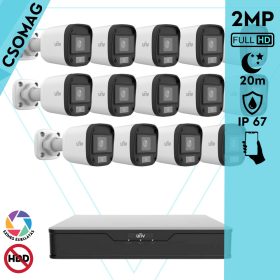   Uniview 14 cső kamerás analóg megfigyelőrendszer 2MP HD biztonsági kamera, 2.8 mm fix objektívvel, ColorHunter technológia