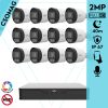 Uniview 12 cső kamerás analóg megfigyelőrendszer 2MP HD biztonsági kamera, 2.8 mm fix objektív, ColorHunter technológia, fém ház
