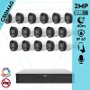 Uniview 16 cső kamerás analóg megfigyelőrendszer 2MP HD biztonsági kamera, 2.8 mm fix objektív, ColorHunter technológia, fém ház