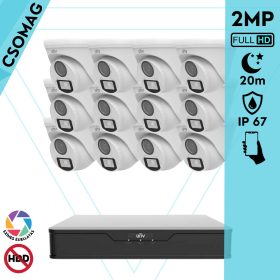   Uniview 12 turret kamerás analóg megfigyelőrendszer 2MP HD biztonsági kamera, 2.8 mm fix objektívvel, ColorHunter technológia