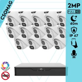   Uniview 14 turret kamerás analóg megfigyelőrendszer 2MP HD biztonsági kamera, 2.8 mm fix objektív, ColorHunter technológia, fém ház
