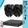 Dahua 2 dome kamerás analóg megfigyelőrendszer 2MP HD dóm biztonsági kamera, 2,8 mm fix objektív, hibrid fény, beépített mikrofon