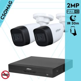   Dahua 2 cső kamerás analóg megfigyelőrendszer 2MP HD cső biztonsági kamera, 2.8 mm fix objektívvel