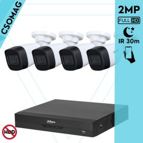  Dahua 4 cső kamerás analóg megfigyelőrendszer 2MP HD cső biztonsági kamera, 2.8 mm fix objektívvel
