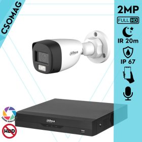   Dahua 1 cső kamerás analóg megfigyelőrendszer 2MP HD cső biztonsági kamera, 3.6 mm fix objektív, hibrid fény