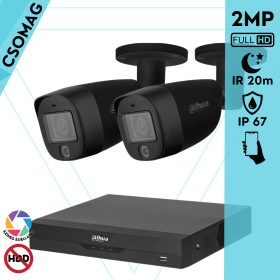   Dahua 2 cső kamerás analóg megfigyelőrendszer 2MP HD cső biztonsági kamera, 2,8 mm fix objektív, hibrid fény