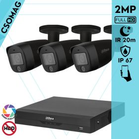   Dahua 3 cső kamerás analóg megfigyelőrendszer 2MP HD cső biztonsági kamera, 2,8 mm fix objektív, hibrid fény
