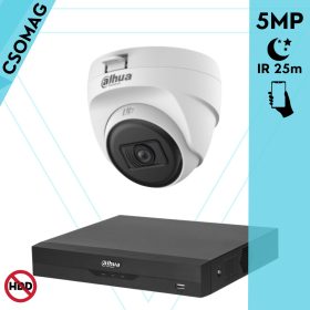   Dahua 1 dome kamerás analóg megfigyelőrendszer 5MP HD dóm biztonsági kamera, 2.8 mm fix objektív, beltéri