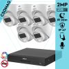 Dahua 6 dome kamerás analóg megfigyelőrendszer 2MP HD dóm biztonsági kamera, 3,6 mm fix objektív, hibrid fény, beépített mikrofon