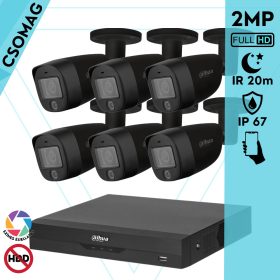   Dahua 6 cső kamerás analóg megfigyelőrendszer 2MP HD cső biztonsági kamera, 2,8 mm fix objektív, hibrid fény