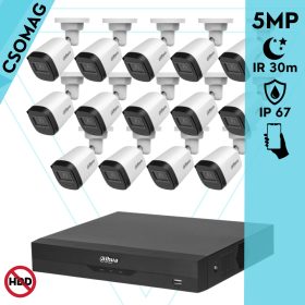  Dahua 14 cső kamerás analóg megfigyelőrendszer 5MP HD cső biztonsági kamera, 2,8 mm fix objektív