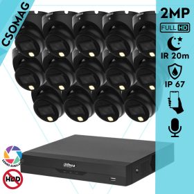   Dahua 14 dome kamerás analóg megfigyelőrendszer 2MP HD dóm biztonsági kamera, 2,8 mm fix objektív, hibrid fény, beépített mikrofon