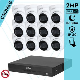   Dahua 12 dome kamerás analóg megfigyelőrendszer 2MP HD dóm biztonsági kamera, 2.8 mm fix objektívvel