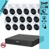 Dahua 16 dome kamerás analóg megfigyelőrendszer 2MP HD dóm biztonsági kamera, 2.8 mm fix objektívvel