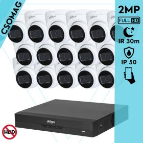   Dahua 16 dome kamerás analóg megfigyelőrendszer 2MP HD dóm biztonsági kamera, 2.8 mm fix objektívvel