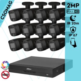   Dahua 12 cső kamerás analóg megfigyelőrendszer 2MP HD cső biztonsági kamera, 2,8 mm fix objektív, hibrid fény