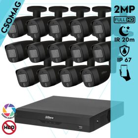   Dahua 14 cső kamerás analóg megfigyelőrendszer 2MP HD cső biztonsági kamera, 2,8 mm fix objektív, hibrid fény
