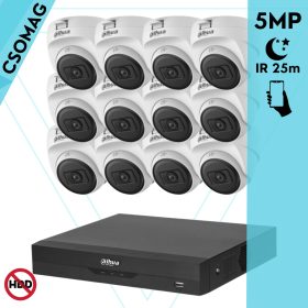   Dahua 12 dome kamerás analóg megfigyelőrendszer 5MP HD dóm biztonsági kamera, 2,8 mm fix objektív, beltéri