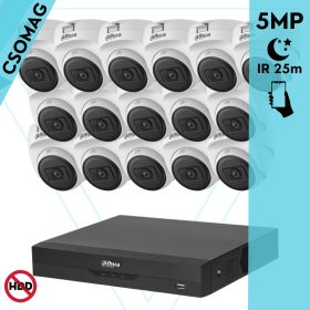   Dahua 16 dome kamerás analóg megfigyelőrendszer 5MP HD dóm biztonsági kamera, 2,8 mm fix objektív, beltéri